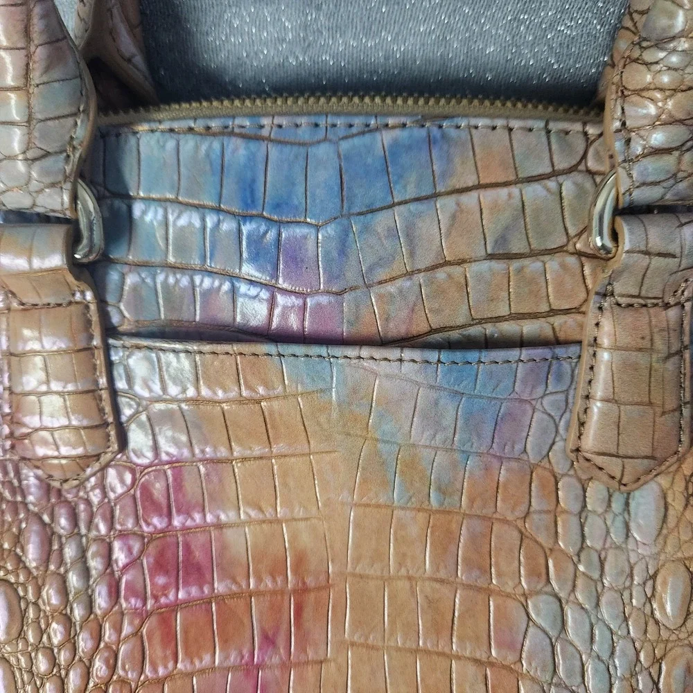 Brahmin‎ Duxbury Iridescent Opal Melbourne Croc-Embossed Leather Satchel Handbag